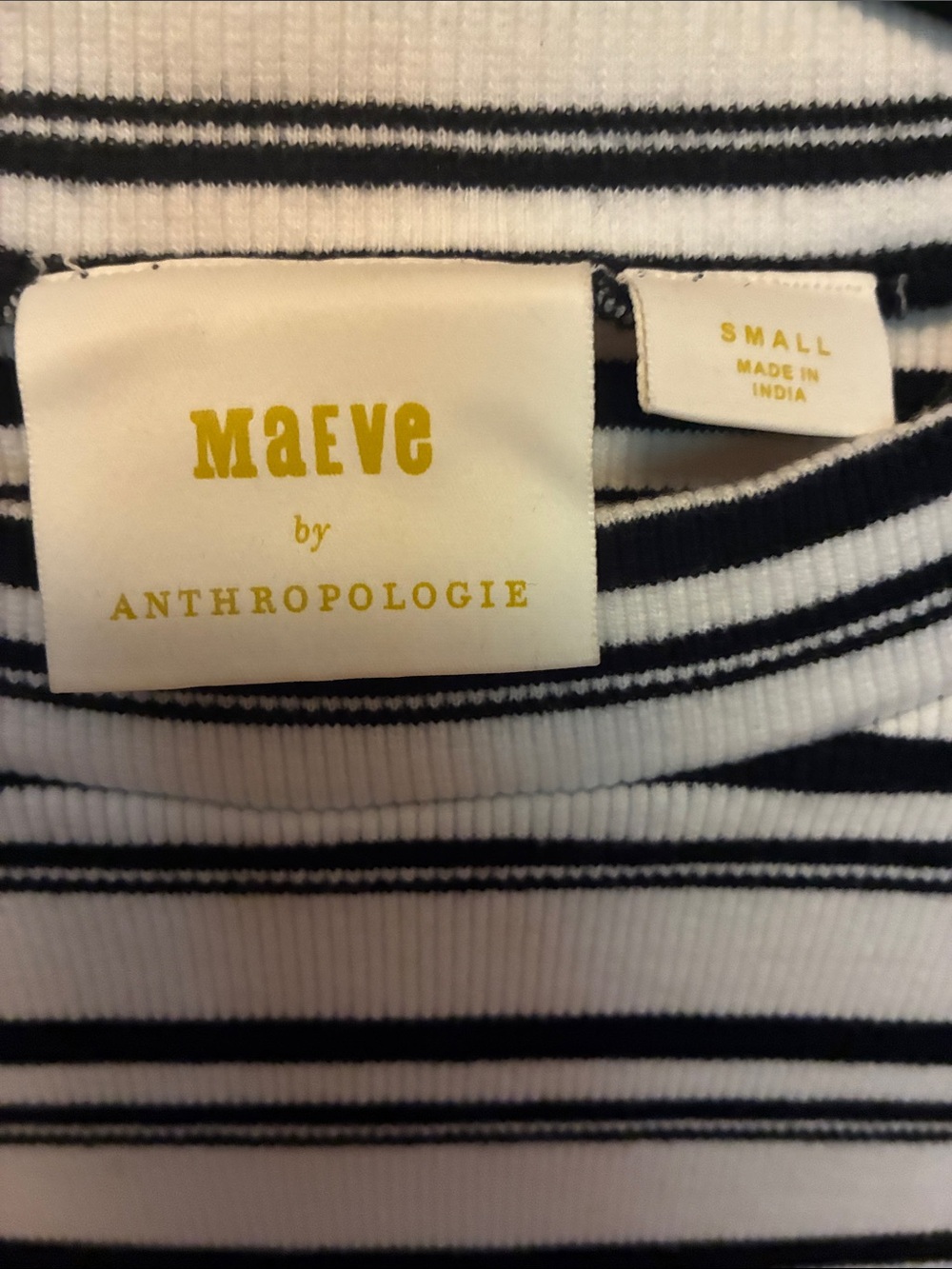 Maeve Anthro French Girl Striped Ribbed Minimalist Top Size S Parisian Preppy - Picture 2 of 6